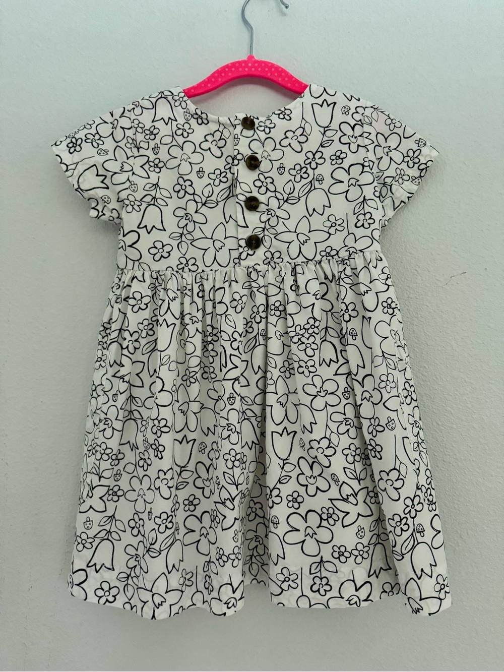 Hanna Andersson - White Dress with Black Floral - Size 4 - Picture 3 of 4